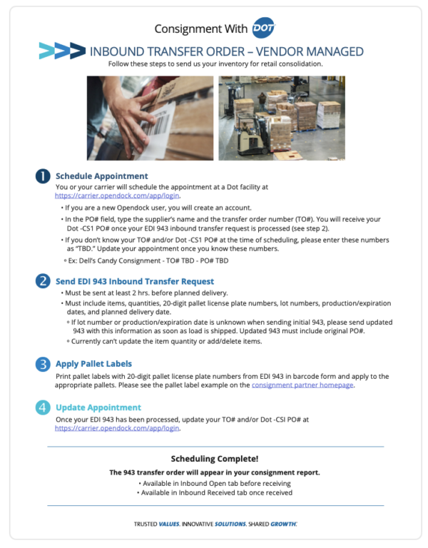 Inbound Transfer Order Process Flyer - Vendor Managed